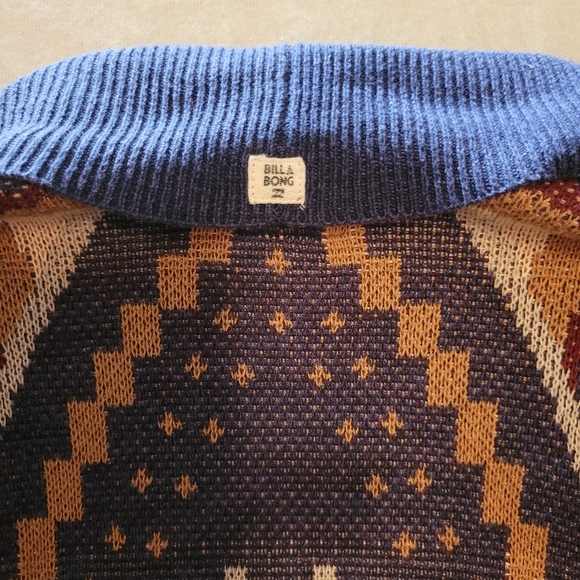 Billabong Women's Navy Blue Aztec Print Open Sweater Cardigan Size Small - Picture 5 of 6